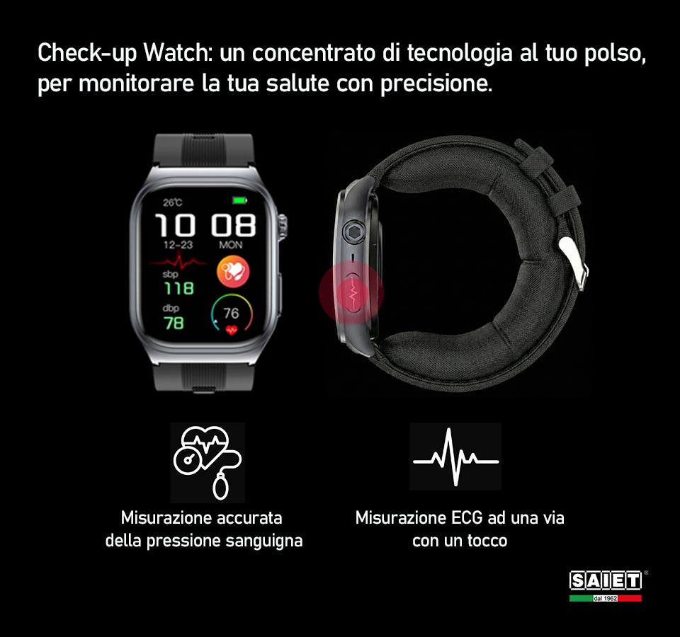 CHECK-UP WATCH - smartwatch con braccialetto gonfiabile per misurare la pressione